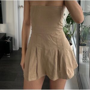 OAK + FORT Strapless Tan Mini Dress